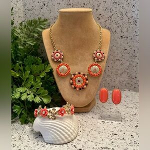 1946 orange multi media necklace set